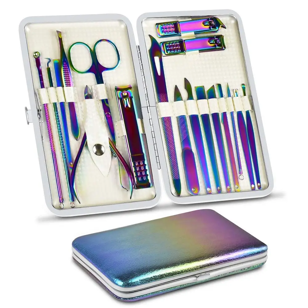 8/18 Pieces New Rainbow Manicure Kit Pedicure Professional Grooming Care Tools - £13.95 GBP+