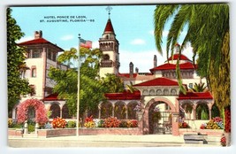 Hotel Ponce De Leon Building St Augustine Florida Postcard Linen Vintage Kropp - £9.81 GBP