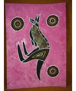 AUS-13 Kangaroo pink Australian Native Aboriginal PAINTING dot Artwork T... - £53.92 GBP