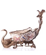 Bronze Swan And Duck Porcelain Bowl - £461.56 GBP