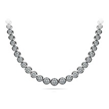 Classic 5.05Ct Simulated Diamond Tennis Necklace 14K White Gold Plated Silver - £220.93 GBP