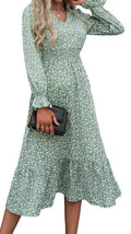 PRETTYGARDEN Women&#39;s Casual Long Sleeve Midi Fall Dress Boho V Neck XL - $12.82