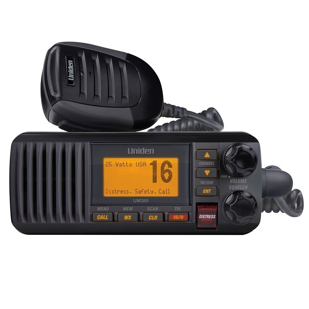 Uniden UM385 Fixed Mount DSC VHF Marine Radio w/ S.A.M.E. Weather Alert - Black - $149.95