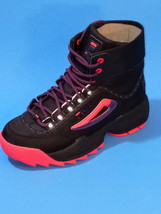 NEW Womens FILA Disruptor Ballistic Black Pink Sneaker Boots Tall Reflective Box - £67.71 GBP
