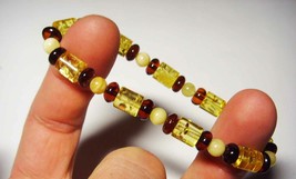 Natural amber bracelet Baltic Amber colorful beads stretch unisex 5.92 gr. A141 - £21.88 GBP