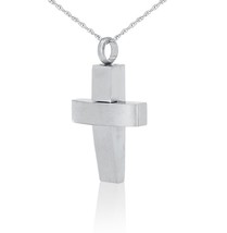 Timeless Cross Stainless Steel Pendant/Necklace Funeral Cremation Urn for Ashes - £47.25 GBP