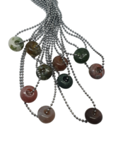 Bloodstone Crystal Donut Bead Pendant Necklace Christ Gemstone Silver 18&quot; Chain - £13.17 GBP