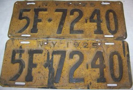 1925 ANTIQUE MATCHED SET NY LICENSE PLATE NEW YORK 5F-72-40 CAR AUTO TRUCK - $98.99