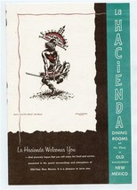 La Hacienda Dining Rooms Menu on the Plaza in Albuquerque New Mexico 1960&#39;s - £30.07 GBP