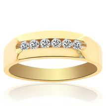 0.30 Carat Mens Round Cut Diamond Wedding Band 14K Yellow Gold - £591.08 GBP