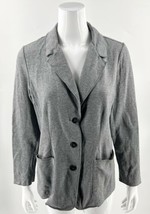 J Jill Blazer Jacket Size Medium Gray Cotton Blend Button Solid Womens - £31.01 GBP