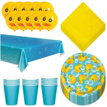 Rubber Duck Party Supplies - Bubble Bath Paper Dessert Plates and Bevera... - £9.83 GBP+