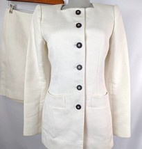Oscar De La Renta Skirt Suit white waffle weave Womens size S  Vtg - £239.80 GBP