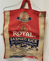 Royal Basmati Rice 20 lb Burlap Bag Sack Handles Zipper Empty Shopping - £7.54 GBP