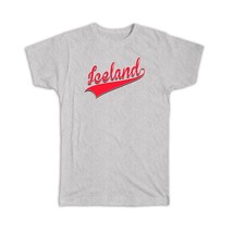 Iceland : Gift T-Shirt Flag Varsity Script Baseball Beisbol Country Pride Icelan - £19.65 GBP+