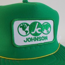 Vintage JC Johnson Mens Hat Green White Logo Patch Trucker Mesh Snapback... - $21.76