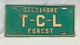 Vtg Baltimore Forest Tag T-C-L Green White Home Decor Mancave License Plate - £39.58 GBP