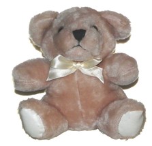 Plush in a Rush Tan Teddy Bear w/Bow Lovey 6.5&quot; Sits Stuffed Animal Toy - $219.20 MXN
