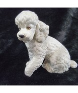 Poodle Dog Figure Ceramic White 4.5&quot; Seated Vintage Japan Puppy Paw Raised - £7.42 GBP