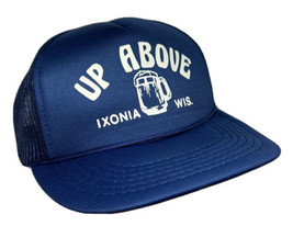 Vintage Up Above Hat Cap Snap Back Blue Mesh Trucker Ixonia WIsconsin Bar Logo - £15.81 GBP