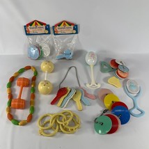 Vintage Celluloid Hard Plastic Baby Toys Rattle Plakies Clanking Klikum Lot 11 - £39.05 GBP