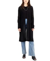 MSRP $30 Hooked Up by Iot Juniors&#39; Open-Front Pointelle Duster Black Size Medium - £11.09 GBP