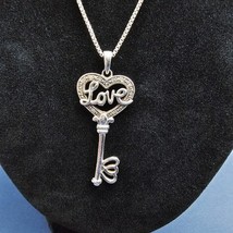 Sterling Silver 925 &quot;Love&quot; Key Pendant with 20&quot; SS 925 Necklace 8.88g - $25.00