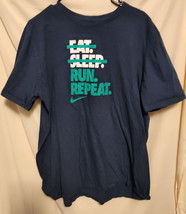 Nike Shirt XL Blue Athletic Running Eat Sleep Run Repeat Swoosh 100% Cotton Tee - £8.45 GBP