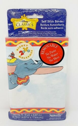 VTG Sunworthy Disney Classics Dumbo Self Stick Border 15' New Sealed 2000 Decal - $9.21