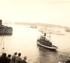 Ship in Bay People On Dock Original Found Photo Vintage Photograph Antique - £10.35 GBP