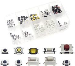 200 Pcs 10 Value Micro Momentary Tactile Push Button Switch Tact Assortment Kit - £11.60 GBP