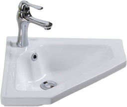 Alexander Ii Modern Bathroom Wall Mount Corner Sink White With Overflow From - $199.97