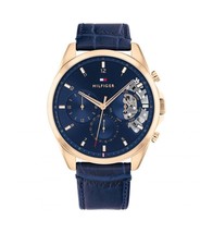 Tommy Hilfiger Herrenuhr 1710451 Quarz Lederarmband blaues Zifferblatt 4... - £98.99 GBP