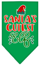 Santa&#39;s Cutest Elf Screen Print Bandana Emerald Green Small - £9.26 GBP
