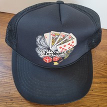 Las Vegas Black Trucker Hat Cap Mesh Rope Snapback Cards Dice Chips Roulette - £7.77 GBP