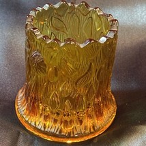 Vintage Glass Toothpick Holder Amber Color 2 1/2” Tree Trunk No Chips No Cracks - £9.02 GBP