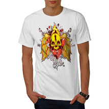 Wellcoda Heart Angel Fire Skull Mens T-shirt, Love Graphic Design Printed Tee - £14.87 GBP+