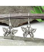 Butterfly Oxidized dangle 925 Sterling Silver fish hook Earrings - €48,78 EUR