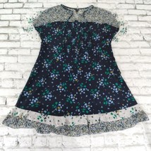 Ann Taylor Dress Womens 6 Petite Blue Floral Pleated Flutter Sleeve Semi Sheer - £19.83 GBP