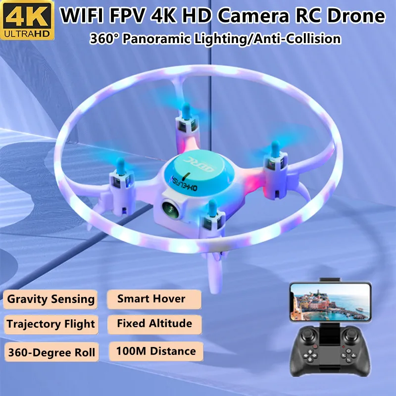 360° Panoramic Lighting Gravity Sensor WiFi FPV RC Mini Drone 4K Camera 10 - £37.40 GBP+