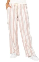 Roxy Womens Pants Pink White Striped Cargo Pockets Breathable Lightweight - $42.99