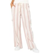 Roxy Womens Pants Pink White Striped Cargo Pockets Breathable Lightweight - $58.79 CAD