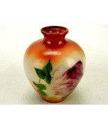 Hand Painted Milk Glass Vase, Vintage, White w/Coral, 5&quot;, Flower Bloom &amp;... - £11.63 GBP