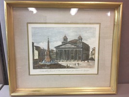 Hand Colored Framed Engraving Veduta della Chiesa di S. Maria ad Martyres Italy - £19.12 GBP