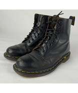 Vintage Dr Martens Boots Black Leather Lace Up Biker US 8 Women US 9 - £79.69 GBP