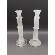 Italian Murano Vintage Scavo Glass Pair Of Candlesticks Candle Holders - £629.52 GBP