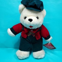 Christmas Teddy Bear Stuffed Plush White Dan Dee Snowflake Friends 13&quot; Green Hat - £18.19 GBP