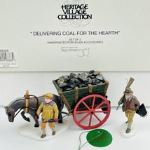 Dept 56 Delivering Coal for the Hearth 4 Pc Set Heritage Village Horse Wagon NIB - £22.66 GBP