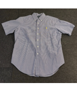 Ralph Lauren Classic Fit Men&#39;s Large Short Sleeve Shirt Blue Check Yello... - £15.64 GBP
