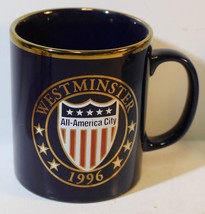 Westminster California All American City 1996 Blue / Gold COFFEE MUG Tea... - £8.71 GBP